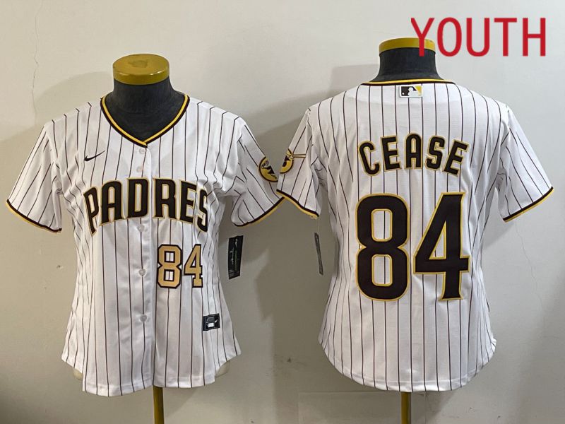 Youth San Diego Padres #84 Cease White Stripe Game 2024 Nike MLB Jersey style 11201